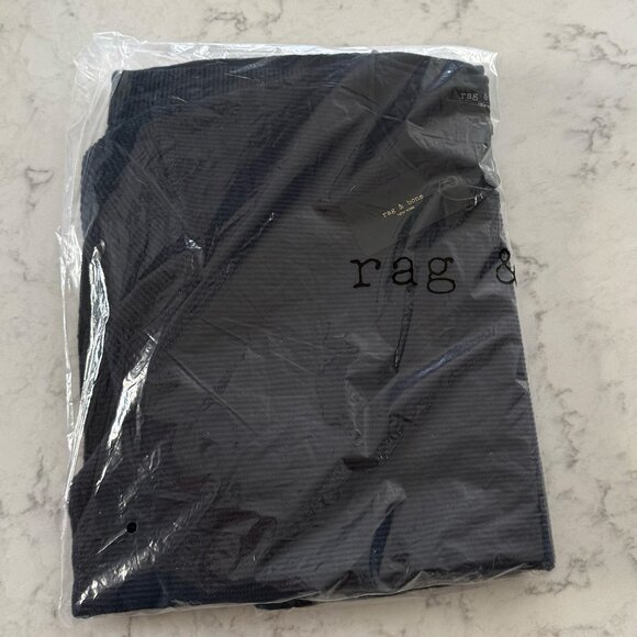 Rag and Bone Men's Lewis Navy Crew Short Sleeved Shirt - Picture 3 of 3